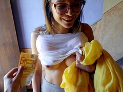 デカチン, フェラチオ, カワイイ, 眼鏡, 手コキする, お金, パンティ, ハメ撮り