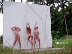 Ariel, Marika, & Melena Hegre Erotic Tropical 3Some Photo Session