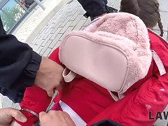 18 ans, Beauté, Sucer une bite, Brunette brune, Masturbation, Chatte, Adolescente, Uniforme