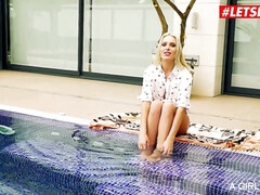 エロティック, オナニー, 自然山雀, アウトドア, プール, オマンコ, 一人, 締まりの良い