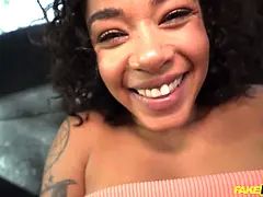 Faux taxi full scene - french black with hot snatch cheats with enormous knob