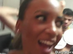 Slaapkamer, Bruinharig, Universiteit, Slaapzaal, Sperma in gezicht, Groep, Realiteit, Tiener