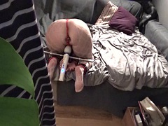 My submissive slut - used as a toy with the cranked butt plug and tied to the spreader bar