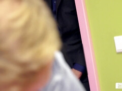 ブロンド, フェラチオ, ドイツ人, 眼鏡, ハードコア, 自然山雀, オフィス