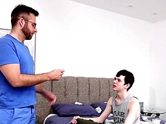 Twink spreads his legs wide open for the hairy stepfather