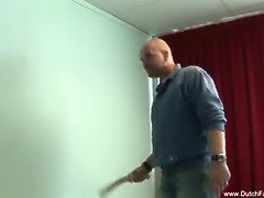 チン, オランダ人, グループ, 手コキする, 3p男男女, ペニス, 三人, ヤリマンの