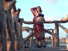 Culo, Morena, Peludo, Lencería, Masturbación, Al aire libre