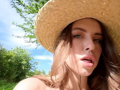 Eden Ivy goes to the field and rides on her boyfriend