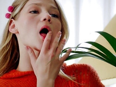 美女, ブロンド, 女, 指いじり, Hd, オナニー, ロシア人, 一人