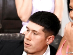 Ebony Breyana Moore is sucking Jmac's big white dick