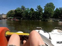 Hunter pounds busty lady in public park, cash for sex!