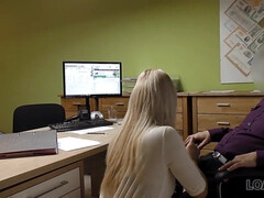 LOAN4K. Blond Hair Babe-haired student girl spreads legs