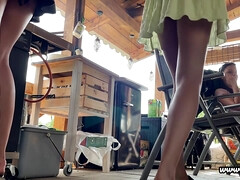 Leon Lambert In No Panties Party Girls Having A Bbq Day Outdoors With Their Bff To Show Legs And Pussy Under Skirts