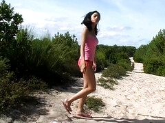 Asian girl shows her perfect ass while sunbathing