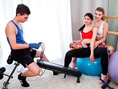 Monroe Fox and Rin White, Threesome at the Gym