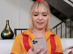 Cul, Blonde, Éjaculation interne, En levrette, Cuisine, Collant, Pov, Adolescente