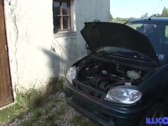 Tiffany goes to the garage to have a good fuck