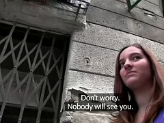 Casual Brunette Fucked Hard On Staircase