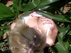 Young blonde Jeannine Hansen - Wet & Wild In The Corn - Big natural tits