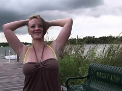 Hot girl reveals her body outdoors