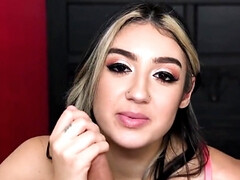 18 ans, Blonde, Tir de sperme, Queue, Femelle, Fille latino, Léchez, Adolescente