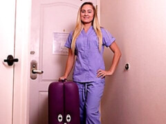 Blondine, Fetisch, Massage, Masturbation, Krankenschwester, Höschen, Entkleiden, Titten