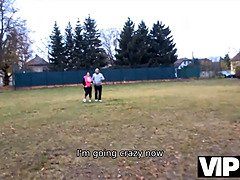 Girl with curvaceous body actively moves pelvis being nailed