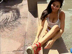 素人, 茶髪の, アウトドア, オマンコ, 一人, ティーン