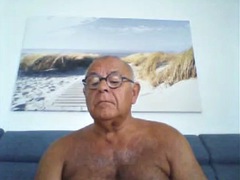 Grandpa cum on webcam