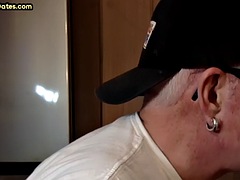 Moustache amateur BJ caught by spycam