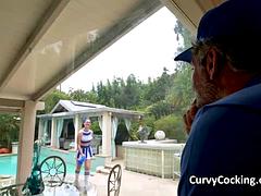 デカパイ, フェラチオ, チアリーダー, ハードコア, 現実, 馬乗り, オッパイの, ユニフォーム