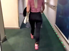 美女, ジム, ホテル, 公共, 驚き