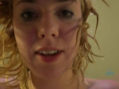 Leie, Blondine, Blasen, Fussjob, Masturbation, Muschi, Dürr, Titten