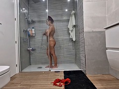 素人, 美人, ハードコア, ラティーナ, シャワー, スペイン人, 生徒, ティーン