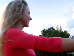 デカ尻, デカパイ, ブロンド, 巨乳な, オナニー, アウトドア, オッパイの, おもちゃ