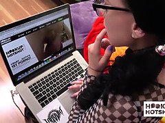 18 ans, Mignonne, Noir ébène, Femelle, Lunettes, Hard, Rugueux, Adolescente