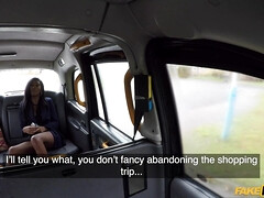 Wild Ebony Passion Sprayed in Steamy Taxi