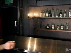 Candy charms money makes her horny - busty blonde bartender solo spreading