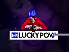 Enthousiasteling, Mooi, Grote mammen, Pijpbeurt, Hardcore, Gezichtspunt, Roodharige vrouw, Tieten likken