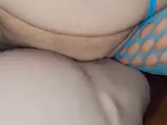 Fat belly bbw fucked by skinny guy on the side of the bed