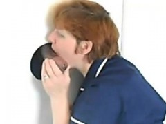 Fucking a big black cock by the nurse