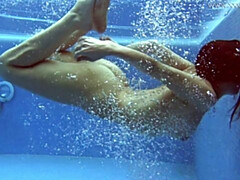 18, ビーチ, デカパイ, 茶髪の, 女, 公共, ティーン, 水中