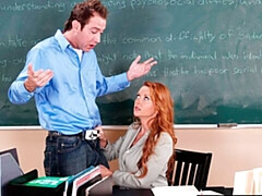 デカチン, なめる, 熟年, 淫乱熟女, オマンコ, 赤毛, ストッキング, 教師