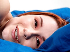 Redhead angel Sweet Angelina sticks a nice dildo in her crack