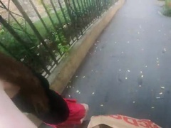 Amateur, Culo grande, Comida, Pajear, Al aire libre, Público, Adolescente, Trio