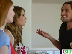 Blasen, Frau frau mann, Hardcore, Zierlich, Realität, Schwestern, Jungendliche (18+), Flotter dreier