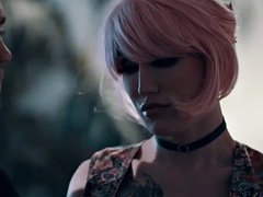 Transgender nympho woman fucked by a male cock in doggy style