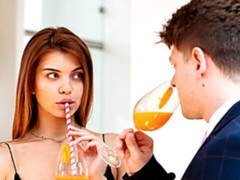 Grote lul, Pijpbeurt, Hondjeshouding, Natuurlijke tieten, Klein, Roodharige vrouw, Tiener, Tieten likken