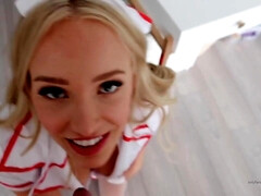 Leie, Blondine, Blasen, Spermaladung, Selbstgemacht, Krankenschwester, Pov