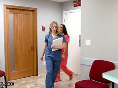 Doigter, Hd, Embrassement, Lesbienne, Léchez, Infirmière, Réalité, Criant